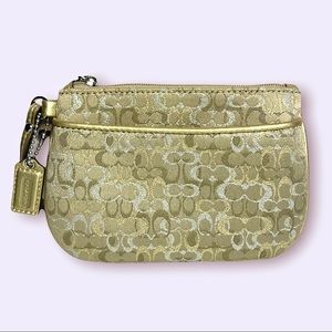 Mini COACH Wristlet w/Gold And Silver Embroidery